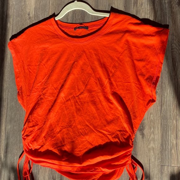 Zara Orange Side Tie TShirt - Picture 2 of 8